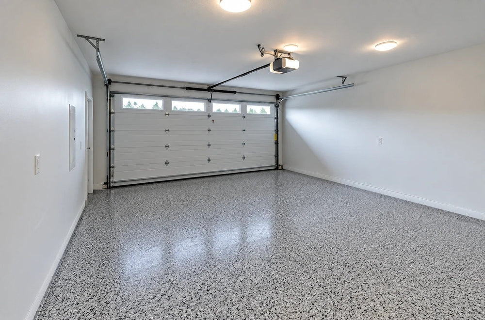 Completed Cony epoxy floor in Buffalo Grey