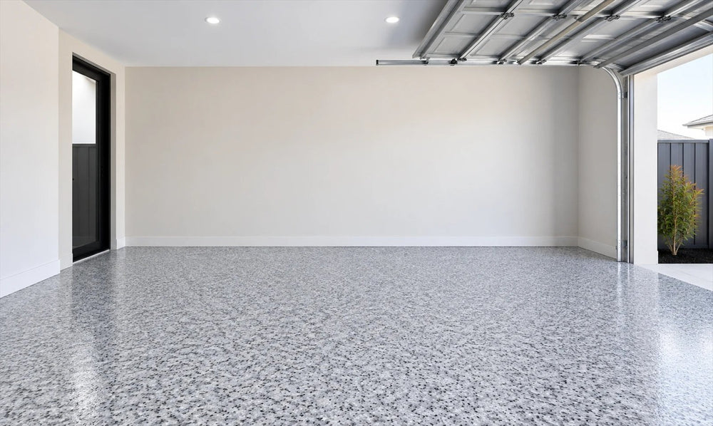 Completed Cony epoxy floor in a double garage