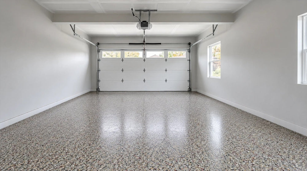 Completed Cony epoxy floor in a single garage